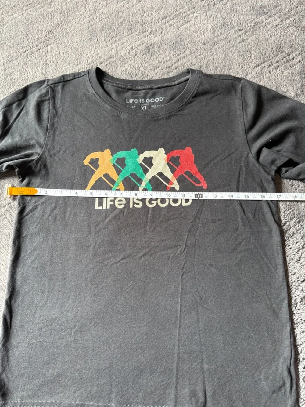 Life is Good Crusher Long Sleeve Shirt Hockey Gray Kids XL